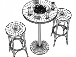 bar table stool becks beers nacho plate and napkins dispenser 3D Модель