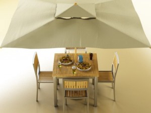 exterior bar table chair parasol food and drink Model 3D