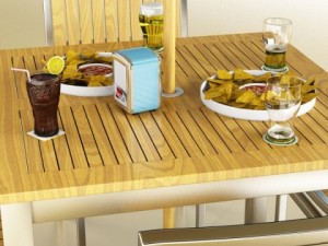 exterior bar table chair parasol food and drink Model 3D