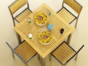 exterior bar table chair parasol food and drink Model 3D