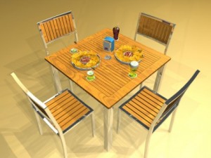 exterior bar table chair parasol food and drink Model 3D