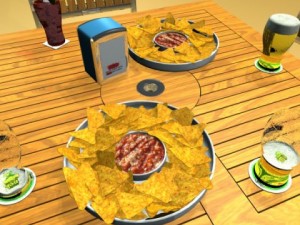 exterior bar table chair parasol food and drink Model 3D