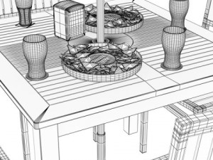 exterior bar table chair parasol food and drink Model 3D