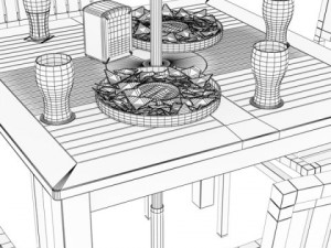 exterior bar table chair parasol food and drink Model 3D