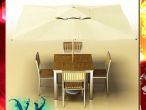 exterior bar table chair and parasol 3D मॉडल