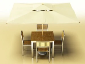exterior bar table chair and parasol 3D Model