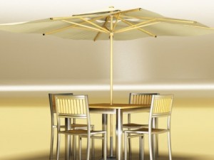 exterior bar table chair and parasol 3D Модель