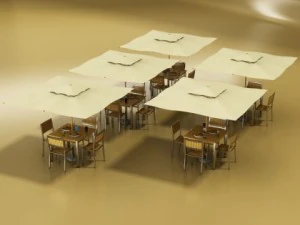 exterior bar table chair and parasol 3D Model