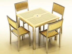 exterior bar table chair and parasol 3D Model