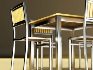 exterior bar table chair and parasol 3D Model