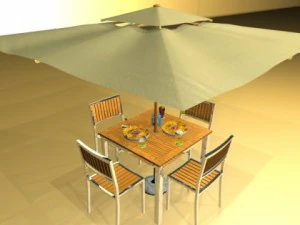 exterior bar table chair and parasol 3D Model