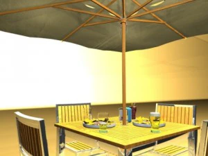 exterior bar table chair and parasol 3D Model
