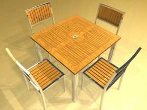 exterior bar table chair and parasol 3D Model