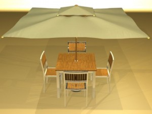 exterior bar table chair and parasol 3D Модель