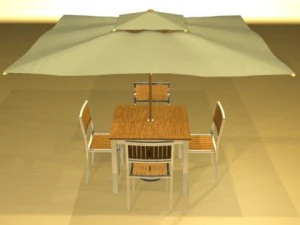 exterior bar table chair and parasol 3D Model
