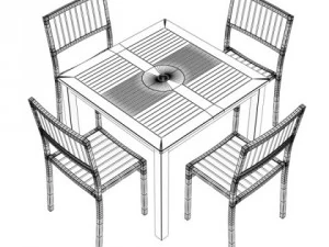 exterior bar table chair and parasol 3D Model