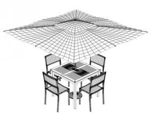 exterior bar table chair and parasol 3D Model