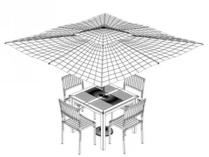 exterior bar table chair and parasol 3D Model