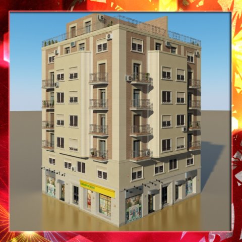 photorealistic low poly building 6 3D Model .c4d .max .obj .3ds .fbx .stl .blend 