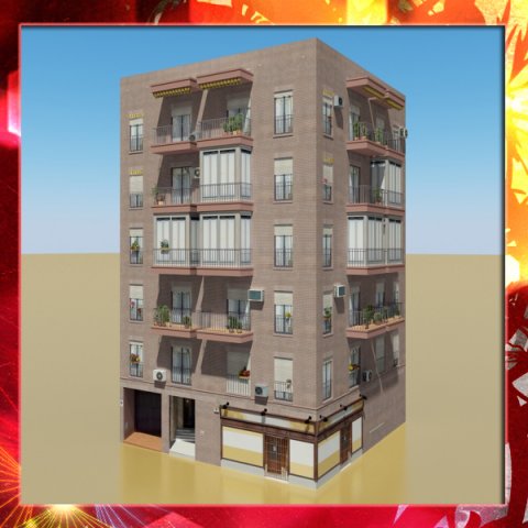 photorealistic low poly building 9 3D Model .c4d .max .obj .3ds .fbx .stl .blend 