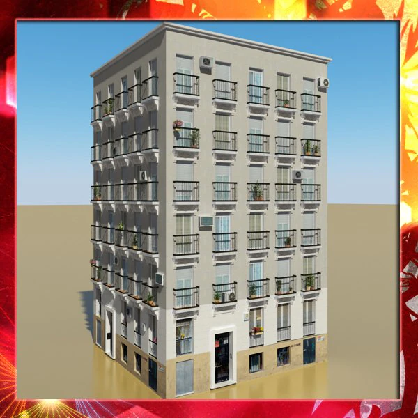 multi story building photorealistic low poly 3D Model .c4d .max .obj .3ds .fbx .stl .blend 