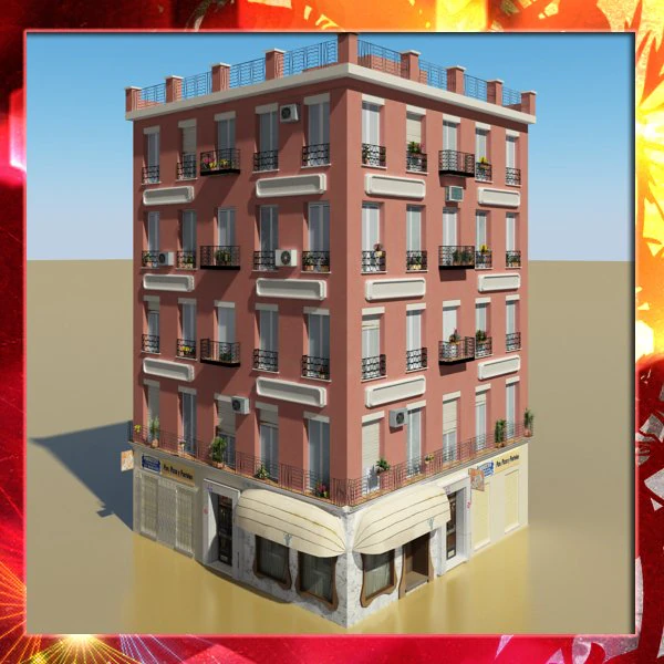 photorealistic low poly building 12 3D Model .c4d .max .obj .3ds .fbx .stl .blend