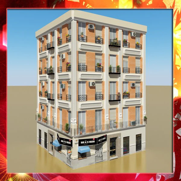 photorealistic low poly building13 3D Model .c4d .max .obj .3ds .fbx .stl .blend 