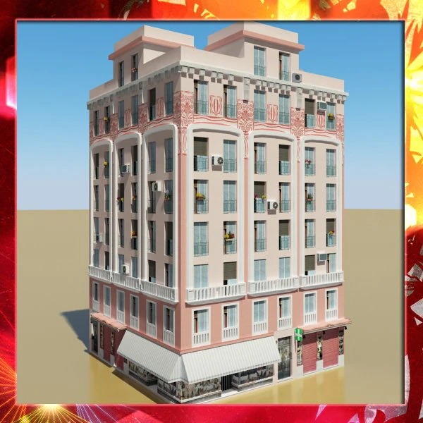 photorealistic low poly building 20 3D Model .c4d .max .obj .3ds .fbx .stl .blend