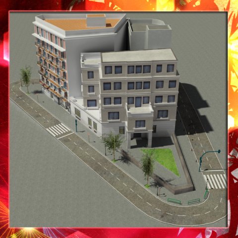 european city block 02 Model 3D .c4d .max .obj .3ds .fbx .stl .blend 