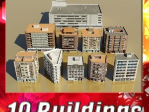 10 buildings collection Model 3D