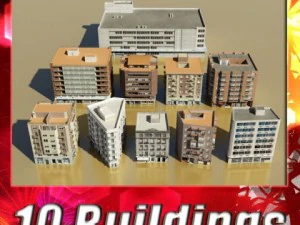 10 buildings collection 3D Model
