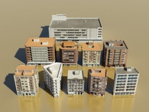 10 buildings collection 3D-Modell