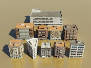 Cole&ccedil;&atilde;o de 10 edif&iacute;cios Modelo 3D