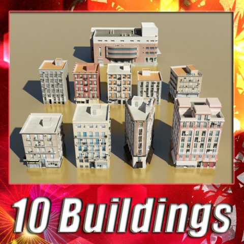 building collection 11  20 3D Модель .c4d .max .obj .3ds .fbx .stl .blend 