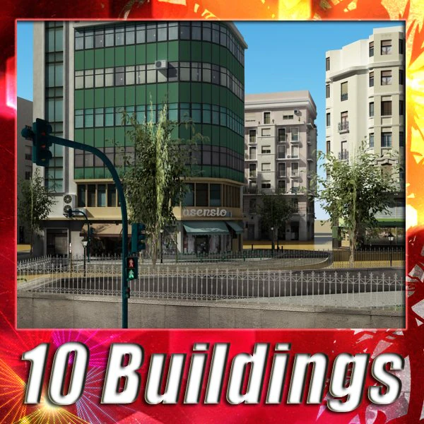 building collection 3 buildings 21 30 3D Model .c4d .max .obj .3ds .fbx .stl .blend 
