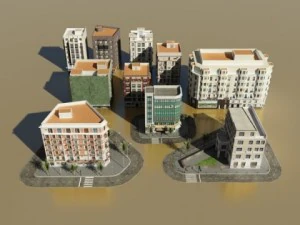building collection 3 buildings 21 30 3D Model