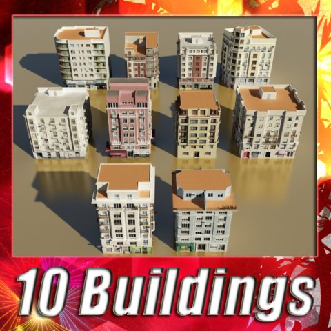 3dbuilding collection 4 3D मॉडल .c4d .max .obj .3ds .fbx .stl .blend 