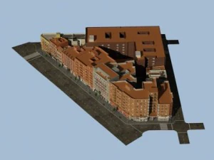 3d models european city block 03 3D Model