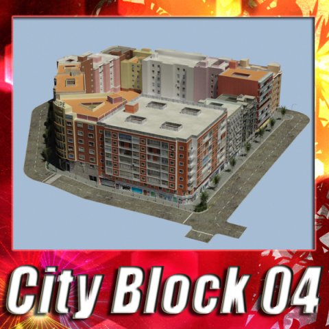 3d models city block 04 3D Model .c4d .max .obj .3ds .fbx .stl .blend 