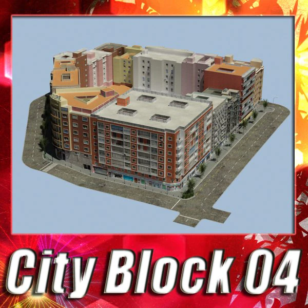 3d models city block 04 3D Model .c4d .max .obj .3ds .fbx .stl .blend 