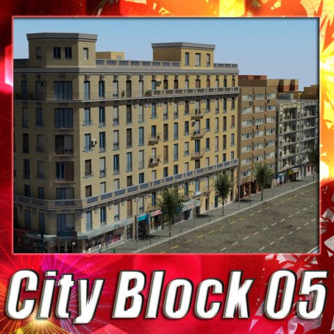 city block 05 3D Модель .c4d .max .obj .3ds .fbx .stl .blend 
