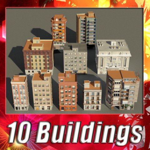 building collection 4150 3D Model .c4d .max .obj .3ds .fbx .stl .blend 
