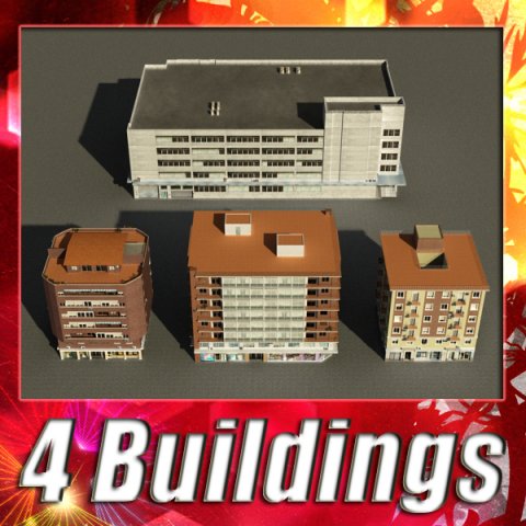 3d models building collection 1  4 Modèle 3D .c4d .max .obj .3ds .fbx .stl .blend 