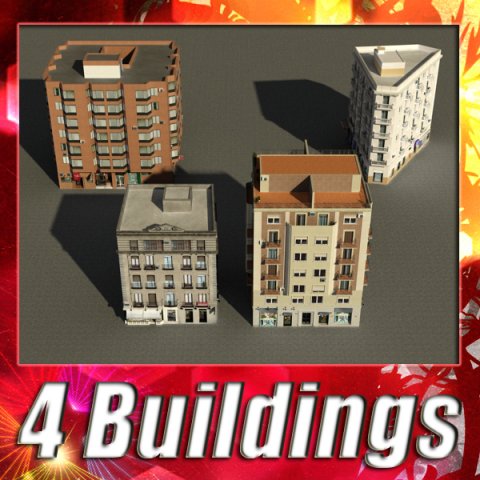 3d models building collection 5  8 Modèle 3D .c4d .max .obj .3ds .fbx .stl .blend 