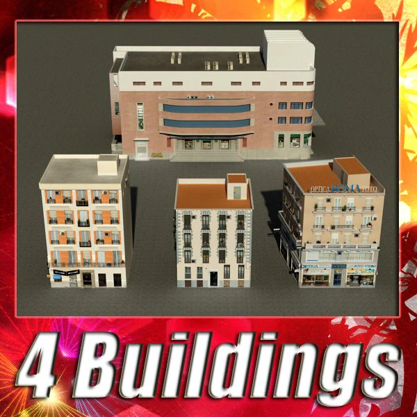3d models building collection 13  16 3D Model .c4d .max .obj .3ds .fbx .stl .blend 