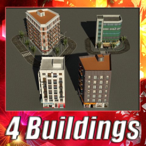 3d models building collection 21  24 3D Model .c4d .max .obj .3ds .fbx .stl .blend 