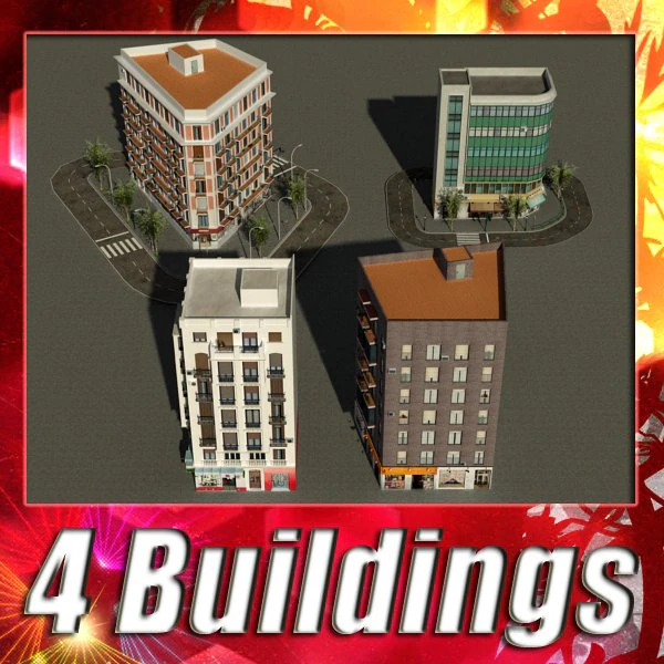 3d models building collection 21  24 3D Model .c4d .max .obj .3ds .fbx .stl .blend 