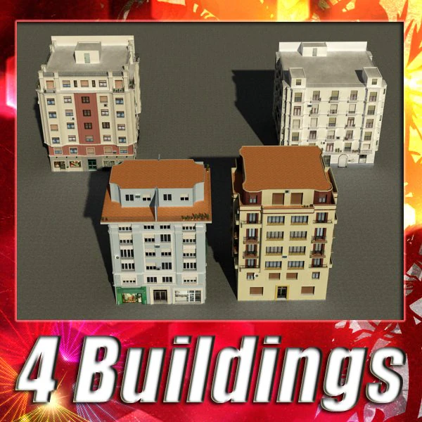 3d models building collection 33 36 3D Model .c4d .max .obj .3ds .fbx .stl .blend