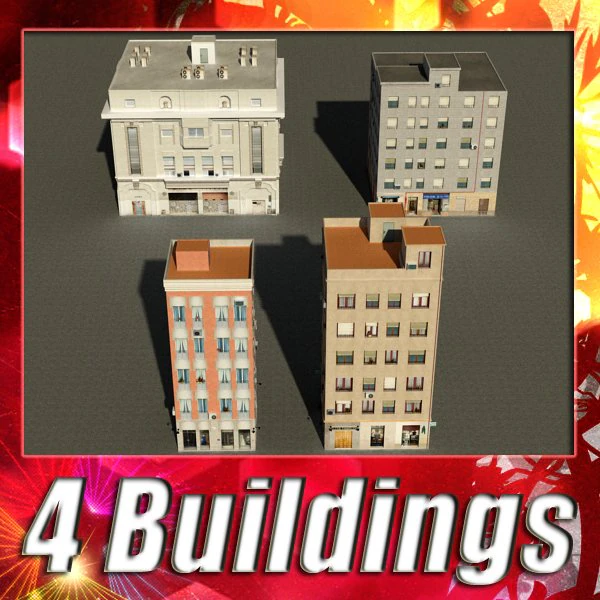 3d models building collection 41  44 3D Model .c4d .max .obj .3ds .fbx .stl .blend 