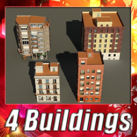 3d models building collection 45  48 3D Model .c4d .max .obj .3ds .fbx .stl .blend 